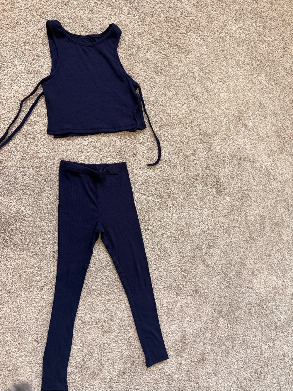 Women's Navy Ribbed Crop Tank Top